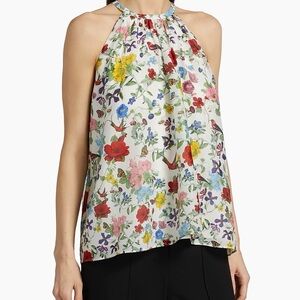 ✖️SOLD NEW Alice + Olivia Top Floral Erna Halter Blouse Chiffon Silk Cotton $350